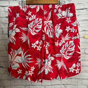SPEEDO Men’s XXL Hawaiian Print Red Swim Trunks NWT